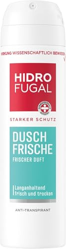 Hidrofugal DUSCH FRISCHE Spray, starker Antitranspirant Schutz gegen Achselnässe und Körpergeruch, Deospray ohne Ethylalkohol mit frischem Duft (150 ml) (Packung mit 5)