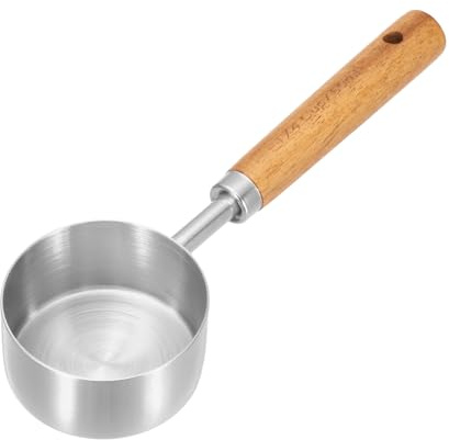 QUARKZMAN Cuchara Medidora Cuchara De Café De Acero Inoxidable De 60ml | Con Mango De Madera, Para Café Molido Té Azúcar Cocina Repostería, 60ml, Madera