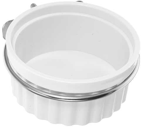 Toddmomy Stainless Steel Bird Feeding Bowl for Cage with White Coating Sturdy Cage Water Bowl and Food Dish for Parakeets and Small Birds Feeding