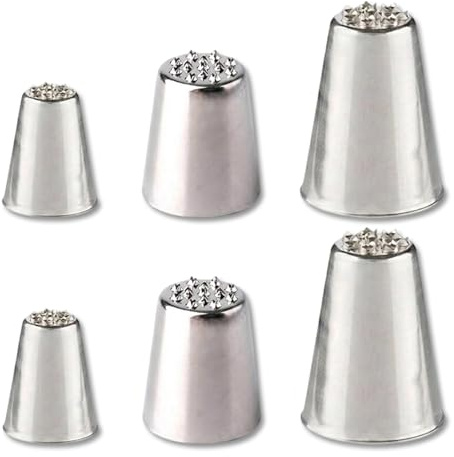 Alinw 6 Pcs Piping Tips, Grass Piping Nozzle, Stainless Steel Grass Icing Nozzle for Baking Cake Decorating Cupcake Cream Cookie
