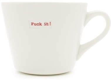 Keith Brymer Jones - **Rude** Gamme Word – Tasse Standard en céramique Blanche – Fuck it! – 350 ML – Boîte Cadeau