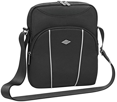 WEDO 595601 Business Messenger Bag für Tablets bis 10,5 Zoll, aus Polyester, viele Fächer, Fleece-Polsterung, verstellbarer Schultergurt, 25,0 x 7,5 x 29,5 cm schwarz