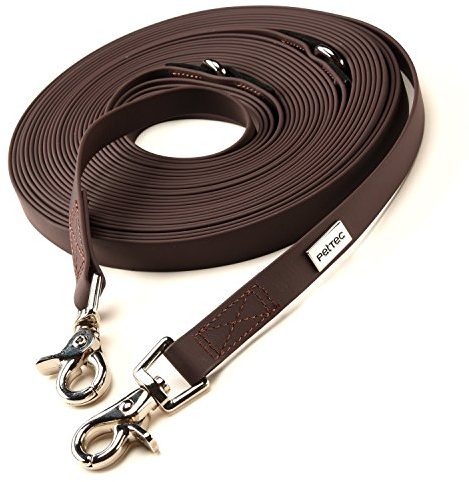 PetTec 10m Schleppleine/Trainingsleine für Hunde aus Trioflex (ähnl. Biothane), wasserabweisend, robuste Lange Hundeleine/Dog Leash, Schleppleine verstellbar, Welpenleine lang, Hunde Zubehör