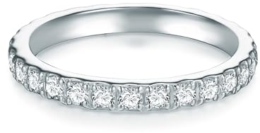 Trilani Damen Memoirering Sterling Silber Zirkonia weiß Brillantschliff - Verlobungsring Silberring Damen Antragsring