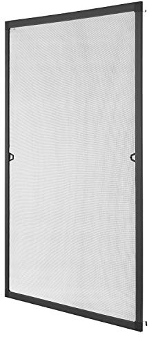 Juskys Moustiquaire avec cadre en aluminium - protection contre les insectes et les moustiques pour les fenêtres suspendues - moustiquaire résistante aux UV- anthracite, 130x150cm