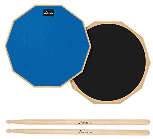 Donner Drum Practice Pad Übungspad 12 Zoll mit Drumsticks, Blau