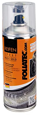Foliatec 2701 Auto Reifenspray Reifenglanz Reifen Glanz Gel Kunststoffpflege Gummipflege Reifenpfleger Magic Gold 400 ml