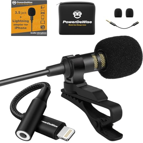 Lavalier-Mikrofon in Profiqualität mit Adapter kompatibel mit iPhone, Flip-Mikrofon für X 11, 12, 13, 14 Pro, XR, XS, XS Max