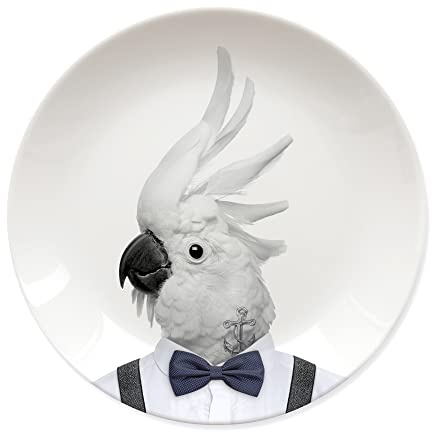 Wild Dining Dinner Plate I Funny Dinner Plate I 100% Ceramic I 9-inch Plate I Funny Plate with Goofy Pet Print I Novelty Tableware | Gift Idea Students | Dishwasher Microwave and Food Safe (Cockatoo)
