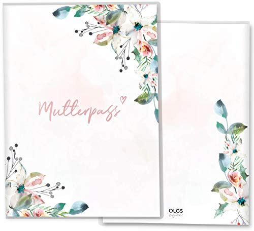 OLGS Mutterpasshülle Aquarell Spring, Kunststoff Schutzhülle für Mutterpass, Schwangerschaft, ohne Personalisierung