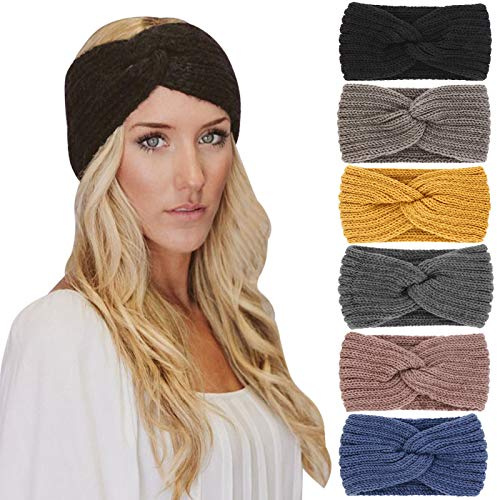 DRESHOW 6 Stück Stirnband Damen Winter Häkeln Stirnbänder Gestrickt Stirnband Kopfband Haarband Elastische Haarreife Ohr Wärmer