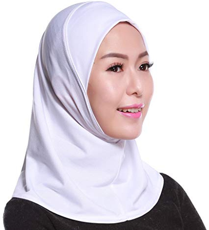 WOWOWO Damen Hijab muslimische Baumwolle Mini Hijab Kopftuch Vollfarbige Vollabdeckung Innenkappe Wickelschal Turban