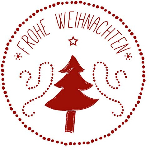 orig. Stemplino® Maxi Stempel XL - Frohe Weihnachten Tannenbaum - Für Geschenke und Karten zu Weihnachten - hochwertiger Holzstempel 78x46 mm rund - auch schön als Geschenk