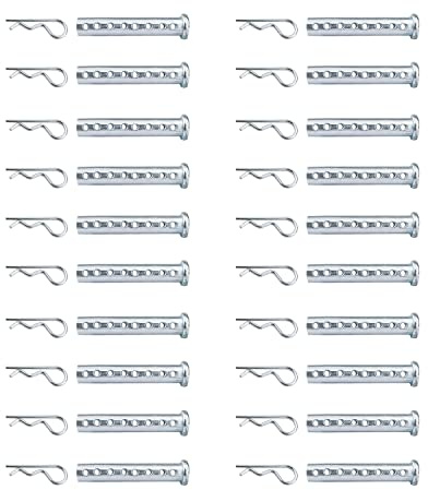 Heavy Duty Adjustable Clevis Pin ,Fastener Tool Size 1/4 x 2inch Zinc Steel 8 Holes W/ Matching R- Clip (20)