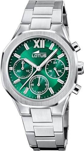 LOTUS Reloj Mujer Analógico de Acero Inoxidable 316l Plateado | Movimiento de Cuarzo Cronógrafo, Cristal Mineral de Alta Resistencia, Resistente al Agua 5 ATM, Special Prices 18869/3