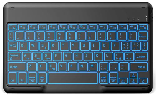 EasyAcc Tastiera Bluetooth Wireless con Windows/Android/iOS, Tastiera Portatile con Tablet Layout Italia, Tastiera Tablet, Retroilluminata