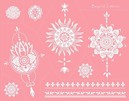 Sonne Mandala Lotusblumen Tattoo Schablone Tattoo Vorlage für Finger- Hand- und Körper Bemalung MS-06