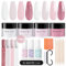 Aokitec 4 Farben Dipping Powder Nails Set, Weiß Rosa Glitzer Dipping Powder Set mit Dip Liquid Base Nagel Zubehör für Nail Art, Hard Powder French Nails Nägel Selber Machen Set Geschenke für Frauen
