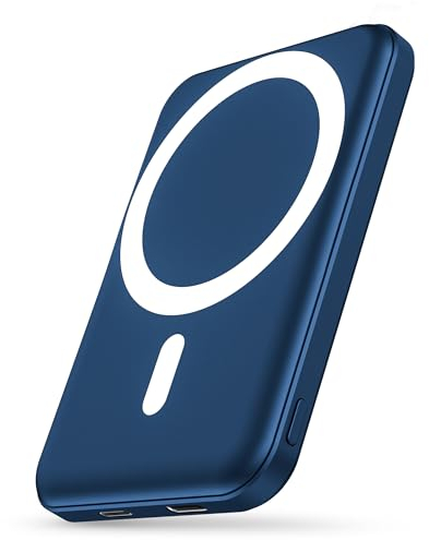 Podoru for Magsafe Powerbank 5000mAh,Powerbank iPhone mag-Safe mit Typ-C Kabel,Magnetische powerbank PD 20W Schnellladen,Magnet powerbank für iPhone 17/16/15/14/13/12/All Series-Tiefes Blau