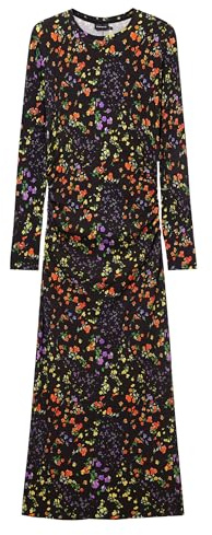 Desigual Robe en Tricot à Manches Longues pour Femme, Noir, XL