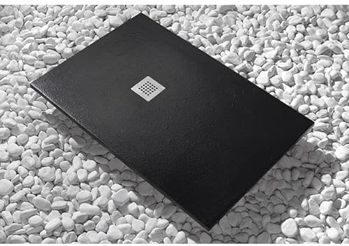 Piatto Doccia 80X90 cm Extra Slim Nero In Marmoresina Con Piletta In Omaggio