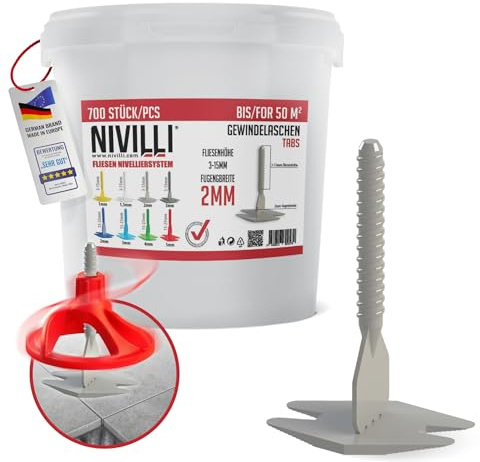 Nivilli SPINNY - 700x BIG PACK. Système de nivellement de haute qualité technique pour carreaux, dalles d'extérieur et pierres naturelles. 2mm de largeur de joint-épaisseur du matériau 3-15mm