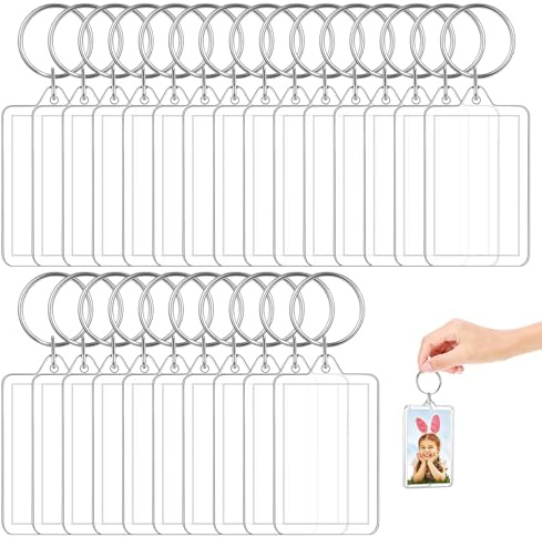 Transparenter Bilderrahmen Schlüsselanhänger - Acryl Foto Schlüsselring für Familie, Freunde - DIY Geschenk - 25 Stück