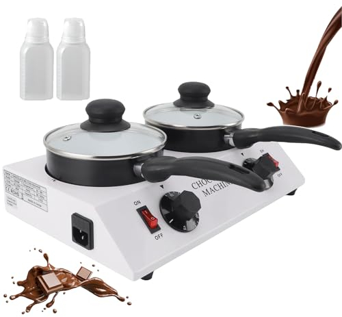 forplubossmmp Máquina Templadora De Chocolate+con 2 Botellas Exprimibles/Fuentes De Chocolate Herramientas para Hornear Calentador/Ollas De Fondue Eléctricas Temperatura Ajustable/Doble Cilindro