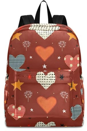 Mnsruu Zaino da viaggio con motivo scozzese, cuori, stelle, dente di leone, leggero, per la scuola, per adulti, adolescenti, studenti, ragazzi e ragazze, Plaid Cuori Stelle Denti Di Leone, Taglia