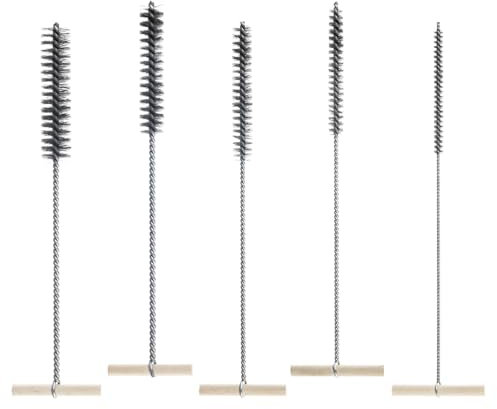 ROSYLEVE Spazzola per Fori in Acciaio Inossidabile Set di 5 Spazzole per Fori da 8 mm/12 mm/16 mm/20 mm/25 mm Spazzola Cilindrica con Filo d'acciaio,per Tubi e Fori per la Pulizia Efficiente dei Fori