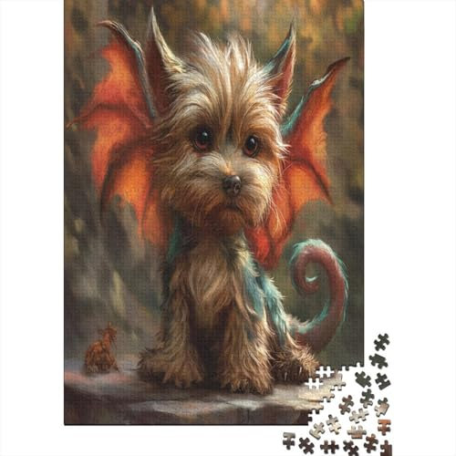 Teacup Yorkie Jigsaws 1000 Pieces for Adults Wooden Impossible Puzzles Games Gift Toys Home Decoration with Premium & Durable for Adults Gifts 1000pcs (75x50cm)