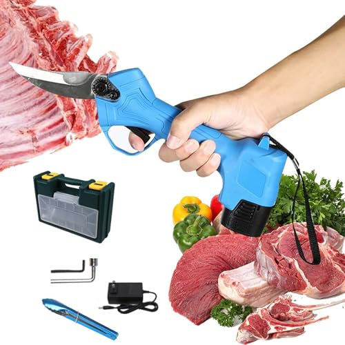 Couteau éLectrique,Ciseaux De Cuisine, Ciseaux éLectriques Robustes Avec Batterie Rechargeable De 2000 Mah, Ciseaux De Cuisine Sans Fil En Acier Inoxydable Pour Aliments,Volaille, Viande,Blue