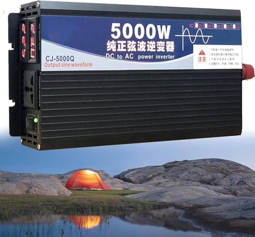 FLJDLSGS 3500W 5000W Pure Sine Wave Power Inverter 12V 72V DC to 110V AC Voltage Converter with LCD Display, for Home/RV/Truck/Car/Camping/Solar (5000W,72V)
