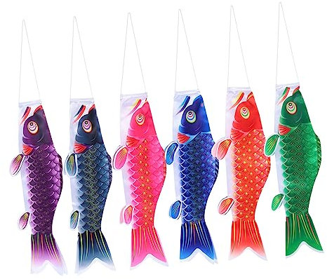 BESPORTBLE 6stücke Japanische Karpfen Flagge Fischflagge Outdoor Indoor Dekoration Garten Balkon Restaurant Zier Anhänger Streamer Für Feiern Ausstellungen