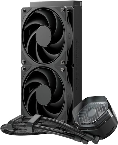 Cooler Master MasterLiquid 240 Atmos Stealth CPU-Wasserkühler – AIO-Wasserkühlsystem (TDP 280 W), Doppelkammerpumpe, vorinstallierte Schwarze Mobius 120-Lüfter, LGA1851/1700- und AM5/AM4-Halterungen