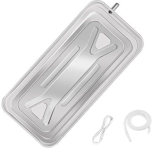 1 Juego de Bandeja de Goteo para Aire Acondicionado con Manguera de Salida de Agua, Bandeja de Goteo de Acero Inoxidable, Accesorios para Aire Acondicionado Exterior(84x3x38cm/33x1x15in)