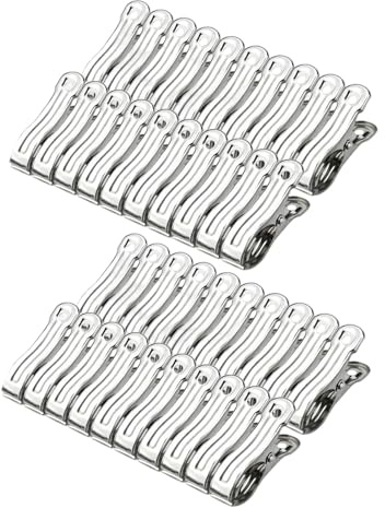 Lotnery 40 Pack Garden Netting Clips, Stainless Steel Garden Clips with Resistant Design, Strong Grip Large Opens Pegs for Securing Shade Cloth, Plant Covers, Clothes Pegs and Greenhouse Netting