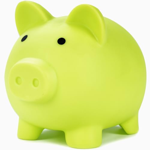 H&W Fluoreszierendes Grün Sparschwein,Unzerbrechliches Sparschwein, Niedliche Münzbank,Plastikspardose,Beste Geburtstagsgeschenke Heimdekoration (Fluoreszierendes Grün) | Niedliche Sparschweine, erste Spardose, beste Geburtstagsgeschenke, Heimdekoration