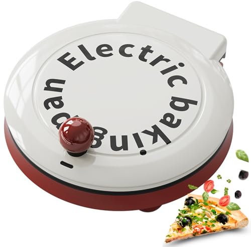 1000 W Partel para Hornear Eléctrico, Fabricante De Pizza Eléctrica, Calefacción De Doble Cara, 4 En 1 Horno De Pizza Portátil Interior, Panqueque Y Tortilla, 8 Pulgadas/23 Cm, Frito/horneado Red