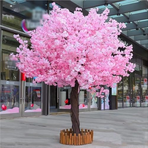 Albero Artificiale Fiori Ciliegio, Grande Albero di Ciliegio, con Tronco in Legno Naturale e Fiori realistici, per Casa Ufficio Interno Esterni Decorativo,001,120x100cm