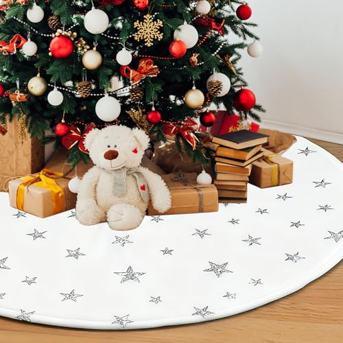 dellyy Jupe de Sapin de Noël, Cache Pied Sapin de Noel 120 cm en Peluche Blanche, Tapis d’Arbre de Noël, Couvre-Pied d’Arbre