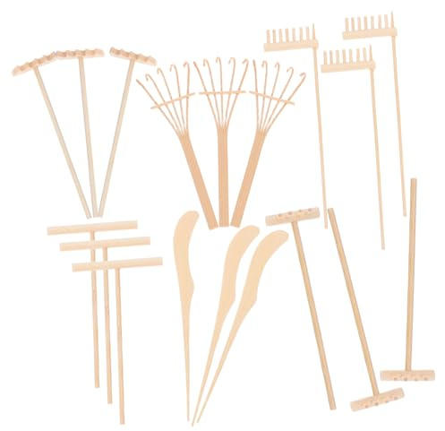 FUNOMOCYA Set Complet Mini Râteaux de Jardin Zen Accessoires de Jardin Miniature pour Méditation et Relaxation Outils Durables pour Bureau et Décoration de Table