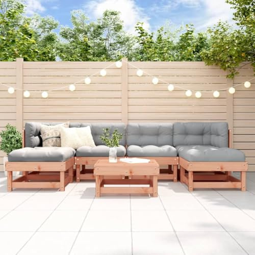 Teenpull 7-TLG. Garten-Lounge-Set aus massivem Douglasienholz, unbehandelt, für Terrasse und Balkon, Robustes Holz-Loungeset für Outdoor-Möbel