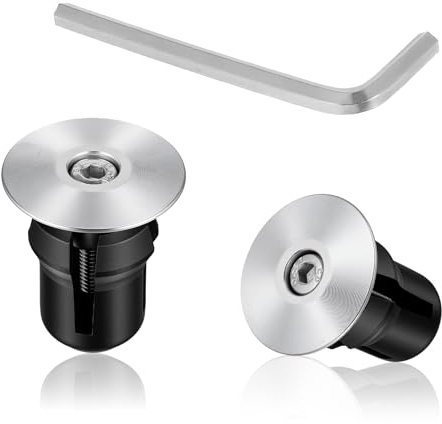 QfwdfcTrenz Lenkerendkappen, Lenkerendstopfen, Aluminium, verstellbare Fahrradlenkerenden, silberfarben, für Rennräder, Griffe, Fahrradlenkerstopfen, Lenkerstopfen mit Sechskantschlüssel