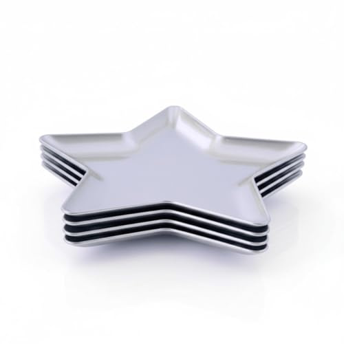 Envenzo Christmas Star Shape Charger Plates, Festive Party Plates, Metallic Red, Silver, Gold - 31x30CM, Set of 4 (Silver)