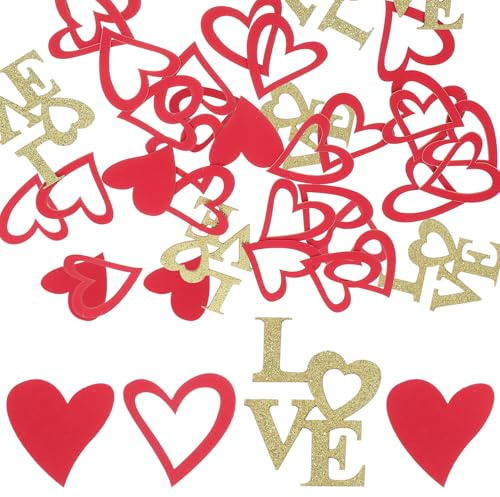 DIYEAH 100 Piezas Confeti Papel Decorativo para Bodas y Fiestas Románticas Fácil de Esparcir Rojo y Dorado para Aniversarios y Celebraciones Especiales