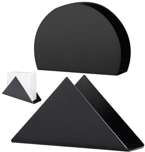 Porte Serviette De Table Noir 2 Pièces, Métal Porte Serviette Papier Autoportant, Vertical Distributeur De Serviettes pour Les Comptoirs De Cuisine, Les Salles à Manger, Les Pique-Niques