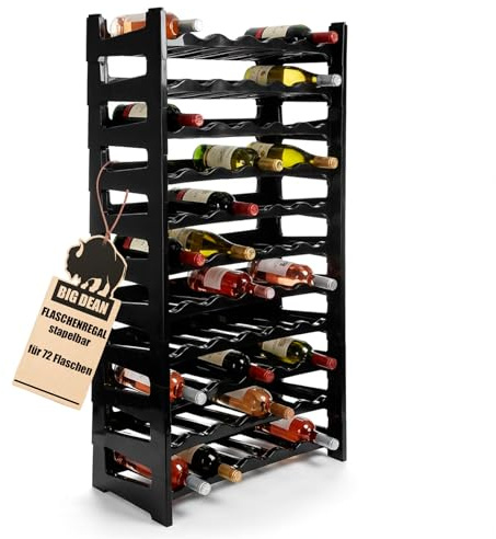 BigDean Flaschenregal stapelbar für 72 Flaschen Weinregal aus Kunststoff