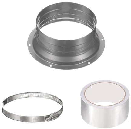 PATIKIL Flangia del connettore del condotto da 12,7 cm, flangia del tubo diritto in ferro zincato, connettore per condotto dell'aria con morsetto per riscaldamento dell'aria, sistema HVAC, argento