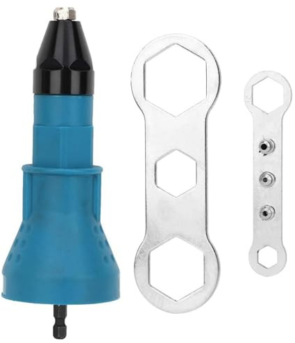 Conversión de taladro eléctrico a remachadora para remaches extracción núcleo - neumático recargable manual en segundos Máquina remachar con llave hexagonal y 4 boquillas